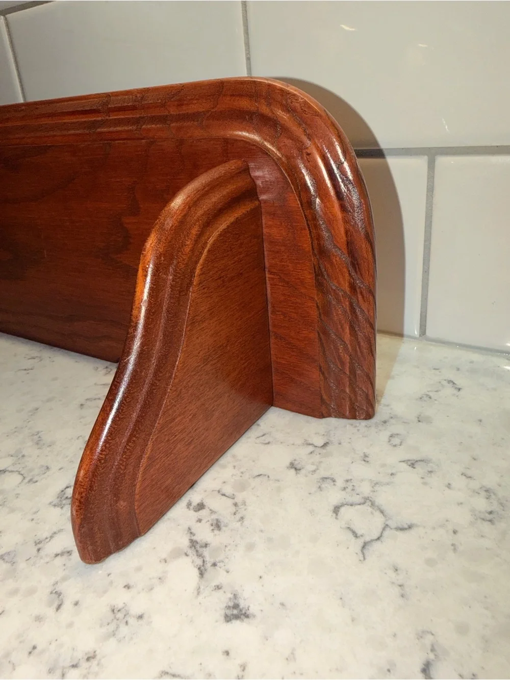 Wooden Bath Caddy in Rich Mahogany Finish